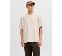 Rundhalsshirt JACK & JONES "JJEHARRISON STRUCTURE TEE SS O-NECK LN", Jungen, Gr. S, beige (moonbeam), Jersey, Obermaterial: 100% Baumwolle, unifarben, Rundhals, Shirts Rundhalsshirt, mit Rundhalsussch