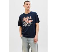 Rundhalsshirt JACK & JONES "JJELOGO TEE SS O-NECK 2 COL AW25 SN", Herren, Gr. S, blau (sky captain), Jersey, Obermaterial: 100% Baumwolle, bedruckt, regular fit normal, Rundhals, Shirts Rundhalsshirt