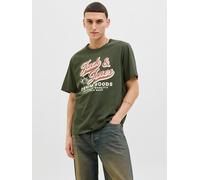 Rundhalsshirt JACK & JONES "JJELOGO TEE SS O-NECK 2 COL AW25 SN", Herren, Gr. S, bunt (duffel bag), Jersey, Obermaterial: 100% Baumwolle, bedruckt, regular fit normal, Rundhals, Shirts Rundhalsshirt (