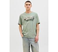 Rundhalsshirt JACK & JONES "JJELOGO TEE SS O-NECK 2 COL AW25 SN", Herren, Gr. XXL, grün (iceberg grün), Jersey, Obermaterial: 100% Baumwolle, bedruckt, modisch, regular fit normal, Rundhals, Kurzarm,