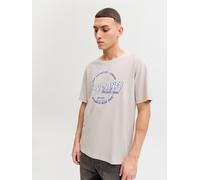 Rundhalsshirt JACK & JONES "JJELOGO TEE SS O-NECK 2 COL SS26 SN", Herren, Gr. M, moonbeam, Jersey, Obermaterial: 100% Baumwolle, bedruckt, unifarben, Rundhals, Shirts Rundhalsshirt, mit Grafikprint (3