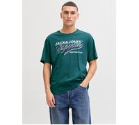 Rundhalsshirt JACK & JONES "JJELOGO TEE SS O-NECK 2 COL SS26 SN", Herren, Gr. XS, atlantic deep, Jersey, Obermaterial: 100% Baumwolle, bedruckt, unifarben, Rundhals, Shirts Rundhalsshirt, mit Grafikpr