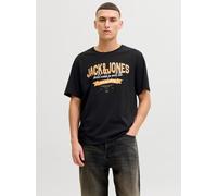 Rundhalsshirt JACK & JONES "JJELOGO TEE SS O-NECK 2 COL SS26 SN", Herren, Gr. XS, schwarz, Jersey, Obermaterial: 100% Baumwolle, bedruckt, unifarben, Rundhals, Shirts Rundhalsshirt, mit Grafikprint (1
