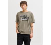 Rundhalsshirt JACK & JONES "JJELOGO TEE SS O-NECK 2 COL SS26 SN", Herren, Gr. XS, vetiver, Jersey, Obermaterial: 100% Baumwolle, bedruckt, unifarben, Rundhals, Shirts Rundhalsshirt, mit Grafikprint (6