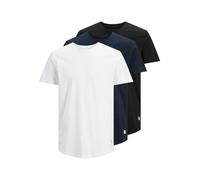 Rundhalsshirt JACK & JONES "JJENOA TEE SS CREW NECK 3PK MP NOOS", Herren, Gr. XS, blau (weiß, schwarz, navy), Single Jersey, Obermaterial: 100% Baumwolle, unifarben, normal normal, Rundhals, Shirts Ru