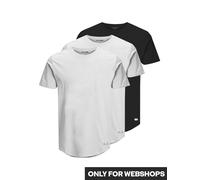 Rundhalsshirt JACK & JONES "JJENOA TEE SS CREW NECK 3PK MP NOOS", Herren, Gr. XS, schwarz-weiß (weiß, weiß, schwarz), Single Jersey, Obermaterial: 100% Baumwolle, unifarben, normal normal, Rundhals, S