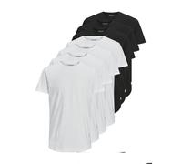 Rundhalsshirt JACK & JONES "JJENOA TEE SS CREW NECK 7PK MP NOOS", Herren, Gr. M, schwarz-weiß (schwarz, weiß), Single Jersey, Obermaterial: 100% Baumwolle, unifarben, normal normal, Rundhals, Shirts R