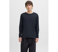 Rundhalsshirt JACK & JONES "JJEORGANIC BASIC TEE LS O-NECK NOOS", Herren, Gr. S, blau (navy blazer), Jersey, Obermaterial: 100% Baumwolle, unifarben, regular fit hüftbedeckend, Rundhals, Shirts Rundha