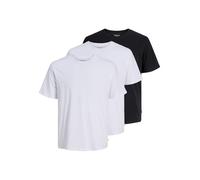 Rundhalsshirt JACK & JONES "JJEORGANIC BASIC TEE SS O-NE 3PK MP NOOS", Herren, Gr. XS, schwarz-weiß (schwarz, weiß), Single Jersey, Obermaterial: 100% Baumwolle, unifarben, hüftlang, Rundhals, Shirts
