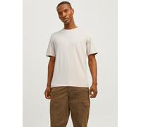 Rundhalsshirt JACK & JONES "JJEORGANIC BASIC TEE SS O-NECK NOOS", Damen, Gr. S, gelb (moonbeam), Single Jersey, Obermaterial: 100% Baumwolle, unifarben, regular fit taillenbedeckt, Rundhals, Shirts Ru