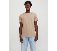 Rundhalsshirt JACK & JONES "JJEORGANIC BASIC TEE SS O-NECK NOOS", Damen, Gr. XL, beige (hellbeige), Single Jersey, Obermaterial: 100% Baumwolle, unifarben, schmal normal, Rundhals, gerader Abschluss,