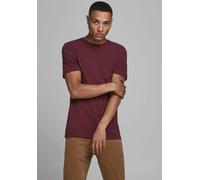 Rundhalsshirt JACK & JONES "JJEORGANIC BASIC TEE SS O-NECK NOOS", Damen, Gr. XL, rot (bordeaux), Single Jersey, Obermaterial: 100% Baumwolle, unifarben, schmal normal, Rundhals, gerader Abschluss, Shi