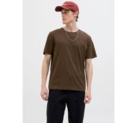 Rundhalsshirt JACK & JONES "JJEORGANIC BASIC TEE SS O-NECK NOOS", Herren, Gr. S, braun (delicioso), Single Jersey, Obermaterial: 100% Baumwolle, unifarben, regular fit normal, Rundhals, Shirts Rundhal