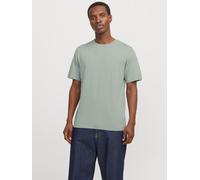 Rundhalsshirt JACK & JONES "JJEORGANIC MELANGE TEE SS O-NECK NOOS", Herren, Gr. XL, grün (iceberg grün detail:melange), Jersey, Obermaterial: 60% Baumwolle, 40% Polyester, meliert, normal normal, Rund