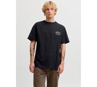 Rundhalsshirt JACK & JONES "JJEORGANIC RELAXED STUDIO TEE SS O-NECK", Herren, Gr. XL, schwarz, Jersey, Obermaterial: 100% Baumwolle, bedruckt, relaxed fit normal, Rundhals, Shirts Rundhalsshirt, Baumw