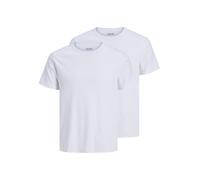 Rundhalsshirt JACK & JONES "JJEORGANIC RIB TEE SS CREW NECK 2PK MP", Herren, Gr. M, weiß, Jersey, Obermaterial: 95% Baumwolle, 5% Elasthan, unifarben, slim fit normal, Rundhals, Shirts Rundhalsshirt,