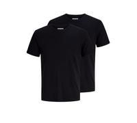 Rundhalsshirt JACK & JONES "JJEORGANIC RIB TEE SS CREW NECK 2PK MP", Herren, Gr. S, schwarz, Jersey, Obermaterial: 95% Baumwolle, 5% Elasthan, unifarben, slim fit normal, Rundhals, Shirts Rundhalsshir