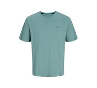 Rundhalsshirt JACK & JONES "JJEPAULOS TEE SS CREW NECK NOOS", Herren, Gr. L, mineral blau, Single Jersey, Obermaterial: 100% Baumwolle, unifarben, regular fit normal, Rundhals, gerader Abschluss, Shir