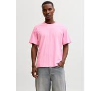 Rundhalsshirt JACK & JONES "JJESTAR mit Pigmentprint und Baumwollgefühl", Herren, Gr. M, prism pink, Single Jersey, Obermaterial: 100% Baumwolle, bedruckt, relaxed fit normal, Rundhals, gerader Abschl