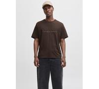 Rundhalsshirt JACK & JONES "JJESTAR mit Pigmentprint und Baumwollgefühl", Herren, Gr. S, delicioso, Single Jersey, Obermaterial: 100% Baumwolle, bedruckt, relaxed fit normal, Rundhals, gerader Abschlu