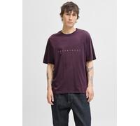 Rundhalsshirt JACK & JONES "JJESTAR mit Pigmentprint und Baumwollgefühl", Herren, Gr. S, lila (plum perfect), Single Jersey, Obermaterial: 100% Baumwolle, bedruckt, relaxed fit taillenbedeckt, Rundhal