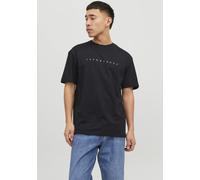Rundhalsshirt JACK & JONES "JJESTAR mit Pigmentprint und Baumwollgefühl", Herren, Gr. S, schwarz, Single Jersey, Obermaterial: 100% Baumwolle, bedruckt, relaxed fit taillenbedeckt, Rundhals, gerader A