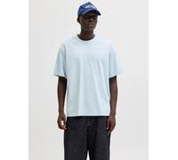 Rundhalsshirt JACK & JONES "JJEURBAN EDGE TEE SS O-NECK NOOS", Herren, Gr. M, blau (celestial blau), Jersey, Obermaterial: 100% Baumwolle, unifarben, relaxed fit taillenbedeckt, Rundhals, gerader Absc