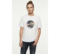 Rundhalsshirt JACK & JONES "JJHONOLULU SHAPE TEE SS CREW NECK", Herren, Gr. L, hellweiß, Jersey, Obermaterial: 100% Baumwolle, bedruckt, regular fit normal, Rundhals, Shirts Rundhalsshirt, Baumwolle,