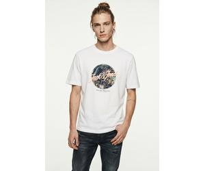 Rundhalsshirt JACK & JONES "JJHONOLULU SHAPE TEE SS CREW NECK", Herren, Gr. M, hellweiß, Jersey, Obermaterial: 100% Baumwolle, bedruckt, regular fit normal, Rundhals, Shirts Rundhalsshirt, Baumwolle,