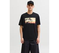 JACK & JONES T-Shirt mit Label-Print Modell 'INDIANA' in Black, Größe L
