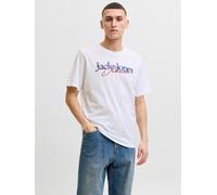 Rundhalsshirt JACK & JONES "JJTOM TEE SS CREW NECK SN", Herren, Gr. XS, weiß (hellweiß), Jersey, Obermaterial: 100% Baumwolle, bedruckt, regular fit normal, Rundhals, Shirts Rundhalsshirt, Baumwolle, 