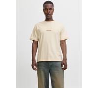 Rundhalsshirt JACK & JONES "JORNORREBRO EMB TEE SS CREW NECK NOOS", Herren, Gr. M, weiß (antique weiß), Jersey, Obermaterial: 100% Baumwolle, bedruckt, relaxed fit normal, Rundhals, gerader Abschluss,