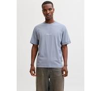 Rundhalsshirt JACK & JONES "JORNORREBRO EMB TEE SS CREW NECK NOOS", Herren, Gr. S, tradewinds, Jersey, Obermaterial: 100% Baumwolle, bedruckt, relaxed fit normal, Rundhals, gerader Abschluss, Shirts R