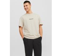 Rundhalsshirt JACK & JONES "JORVESTERBRO TEE SS CREW NECK NOOS", Damen, Gr. L, beige (moonbeam), Jersey, Obermaterial: 100% Baumwolle, bedruckt, relaxed fit normal, Rundhals, Shirts Rundhalsshirt (692
