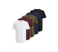 Rundhalsshirt JACK & JONES "JPRBLABRODY im 5er-Pack, mit Logodruck, Rundhals und atmungsaktiv", Herren, Gr. M, blau (navy), Single Jersey, Obermaterial: 100% Baumwolle, unifarben, normal normal, Rundh
