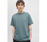 Rundhalsshirt JACK & JONES "JPRBLACHAD BRANDING SS CREW NECK TEE SN", Herren, Gr. L, blau (goblin blau), Jersey, Obermaterial: 95% Baumwolle, 5% Elasthan, bedruckt, relaxed fit normal, Rundhals, Shirt