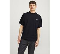 Rundhalsshirt JACK & JONES "JPRBLACHAD BRANDING SS CREW NECK TEE SN", Herren, Gr. XS, schwarz, Jersey, Obermaterial: 95% Baumwolle, 5% Elasthan, unifarben, relaxed fit normal, Rundhals, Shirts (185640