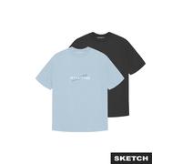 Rundhalsshirt JACK & JONES JUNIOR "JCOETERNA FRONT PRINT TEE SS 2PK MP JNR", Jungen, Gr. 152, omphalodes pack:with schwarz, Single Jersey, Obermaterial: 100% Baumwolle, bedruckt, regular fit normal, R