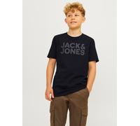 Rundhalsshirt JACK & JONES JUNIOR "JJECORP stylisch, atmungsaktiv, pflegeleicht", Jungen, Gr. 176, schwarz, Jersey, Obermaterial: 100% Baumwolle, bedruckt, regular fit normal, Rundhals, Shirts Rundhal