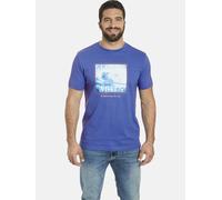 Rundhalsshirt JAN VANDERSTORM "T-Shirt GERFRIED", Herren, Gr. L, blau (royal blau), Obermaterial: 100% Baumwolle CO., Casual, comfort fit normal, Rundhals, Shirts Rundhalsshirt, mit Wellen-Print (8235