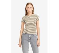 Rundhalsshirt JDY "JDYSOLAR S/S O NECK TOP JRS NOOS", Damen, Gr. XL, weiß (trench coat stripes:cloud dancer), Single Jersey, Obermaterial: 95% Baumwolle, 5% Elasthan, gestreift, regular fit normal, Ru