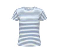 Rundhalsshirt JDY "JDYSOLAR S/S O NECK TOP JRS NOOS", Damen, Gr. XS, blau (kentucky blau stripes:cloud dancer), Single Jersey, Obermaterial: 95% Baumwolle, 5% Elasthan, gestreift, regular fit normal, 