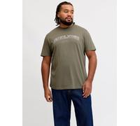 Rundhalsshirt "JJAVERY TEE SS CREW NECK PLS", Herren, Gr. 6XL, grün (vetiver), Jersey, Obermaterial: 100% Baumwolle, JACK & JONES PLUSSIZE, bedruckt, normal normal, Rundhals, Shirts Rundhalsshirt, Bau