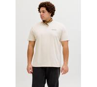 Rundhalsshirt "JJEARCHIVE GRAPHIC TEE SS O-NECK PLS", Herren, Gr. 4XL, beige (moonbeam), Jersey, Obermaterial: 100% Baumwolle, JACK & JONES PLUSSIZE, bedruckt, regular fit normal, Rundhals, Shirts Run