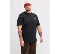 Rundhalsshirt "JJEARCHIVE GRAPHIC TEE SS O-NECK PLS", Jungen, Gr. 6XL, schwarz, Jersey, Obermaterial: 100% Baumwolle, JACK & JONES PLUSSIZE, bedruckt, regular fit normal, Rundhals, Shirts Rundhalsshir