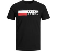 Rundhalsshirt "JJECORP LOGO TEE SS O-NECK NOOS PLS", Herren, Gr. 4XL, schwarz print:play, Jersey, Obermaterial: 100% Baumwolle, JACK & JONES PLUSSIZE, bedruckt, normal, Rundhals, Shirts Rundhalsshirt