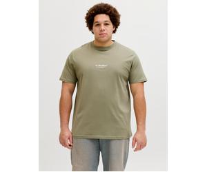 Rundhalsshirt "JJESOHO TEE SS CREW NECK NOOS PLS", Herren, Gr. 3XL, vetiver, Jersey, Obermaterial: 100% Baumwolle, JACK & JONES PLUSSIZE, bedruckt, regular fit normal, Rundhals, Shirts Rundhalsshirt, 