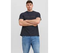 Rundhalsshirt "JJESTAR JJ TEE SS NOOS PLS", Damen, Gr. 3XL, schwarz navy, Single Jersey, Obermaterial: 100% Baumwolle, JACK & JONES PLUSSIZE, bedruckt, regular fit normal, Rundhals, gerader Abschluss,