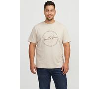 Rundhalsshirt "JJGRAYSON TEE SS CREW NECK PLS", Jungen, Gr. 5XL, moonbeam, Jersey, Obermaterial: 100% Baumwolle, JACK & JONES PLUSSIZE, bedruckt, regular fit normal, Rundhals, Shirts Rundhalsshirt, Ba