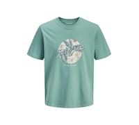 Rundhalsshirt "JJHONOLULU SHAPE TEE SS CREW NECK PLS", Herren, Gr. 5XL, mineral blau, Jersey, Obermaterial: 100% Baumwolle, JACK & JONES PLUSSIZE, bedruckt, regular fit normal, Rundhals, Shirts Rundha